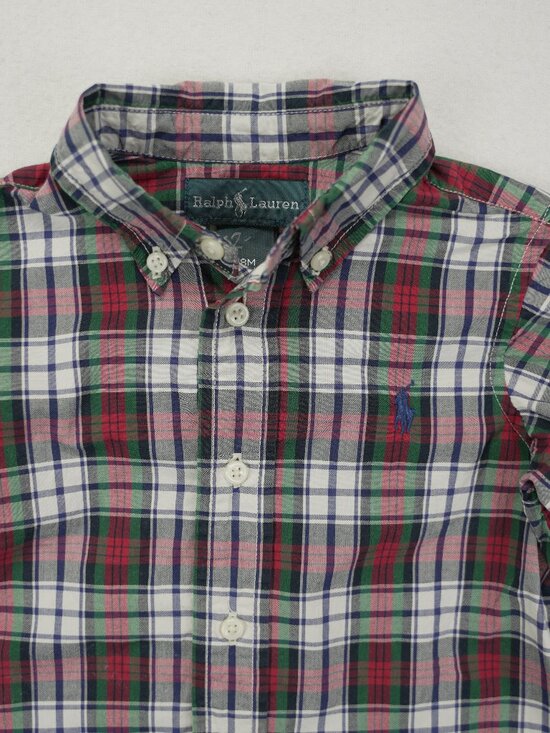 Polo Ralph Lauren Other - Polo Ralph Lauren Baby Button Shirt Classic Plaid Long‎ Sleeve Multi Red 18M